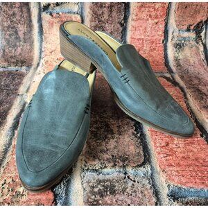 Lucky Brand Margrete Leather Mule Slide Light Gray Size 8.5 M Slip On Block Heal